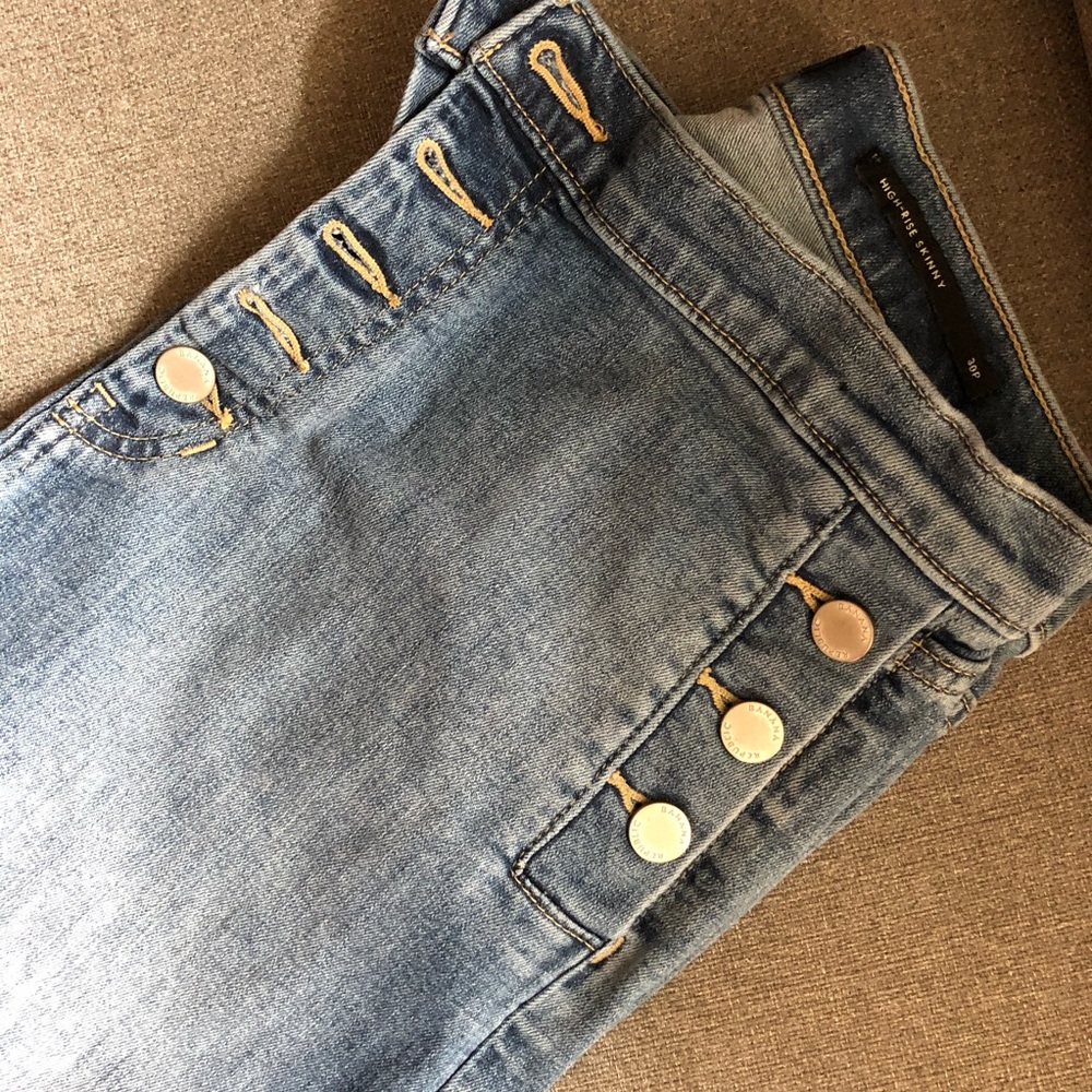 Banana Republic button fly high rise skinny jeans